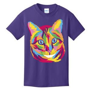 Colorful Cute Kitten Face Kids T-Shirt