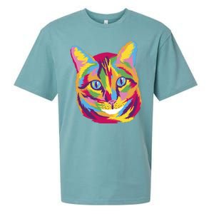 Colorful Cute Kitten Face Sueded Cloud Jersey T-Shirt