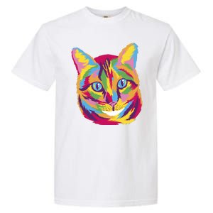 Colorful Cute Kitten Face Garment-Dyed Heavyweight T-Shirt