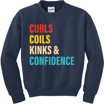 Curls Coils Kinks Confidence Apparel Kids Sweatshirt