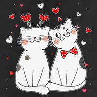 Cute Cats Kittens & Hearts Valentines Day Gift 7 Panel Mesh Trucker Snapback Hat