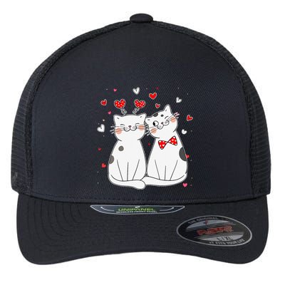 Cute Cats Kittens & Hearts Valentines Day Gift Flexfit Unipanel Trucker Cap