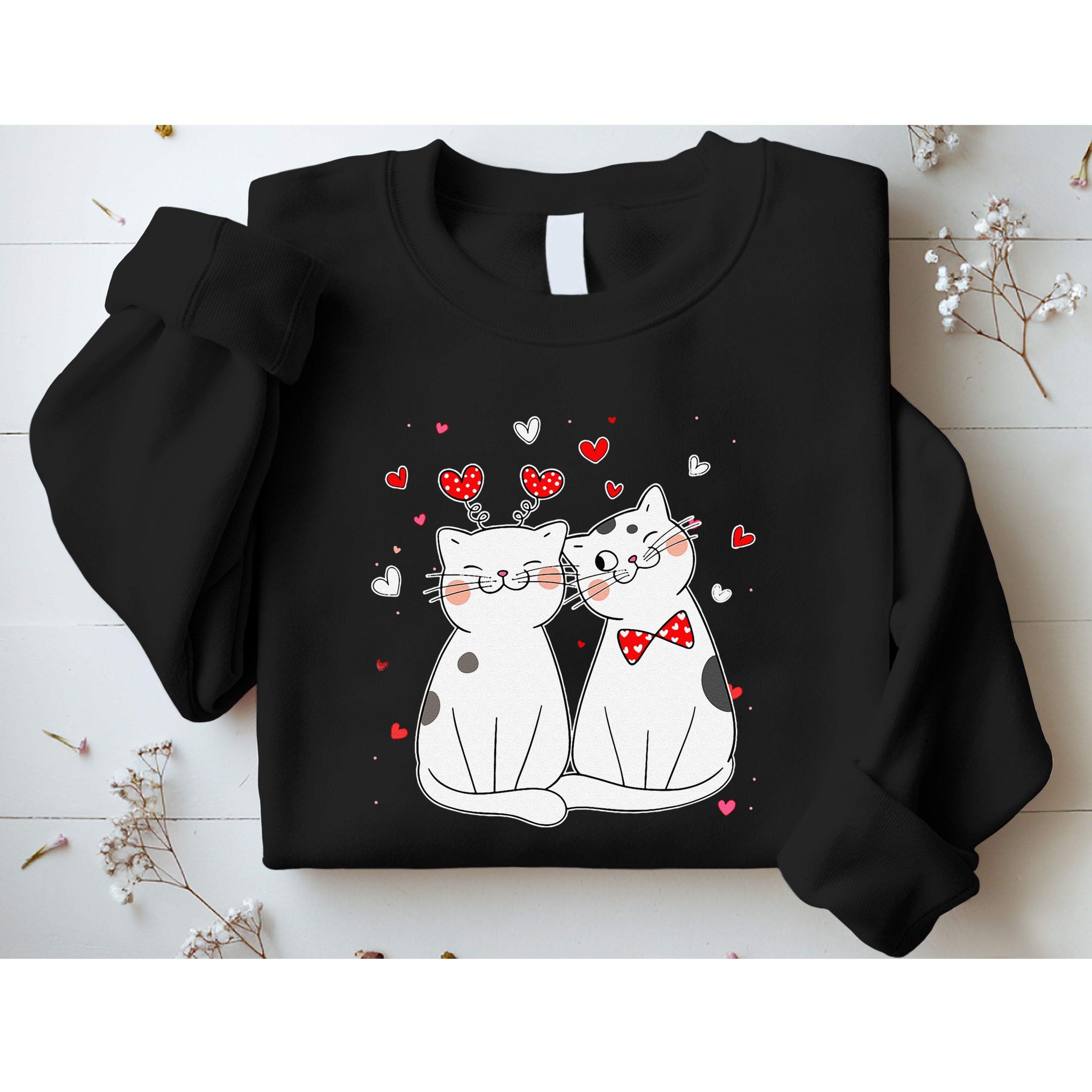 Cute Cats Kittens & Hearts Valentines Day Gift Sweatshirt