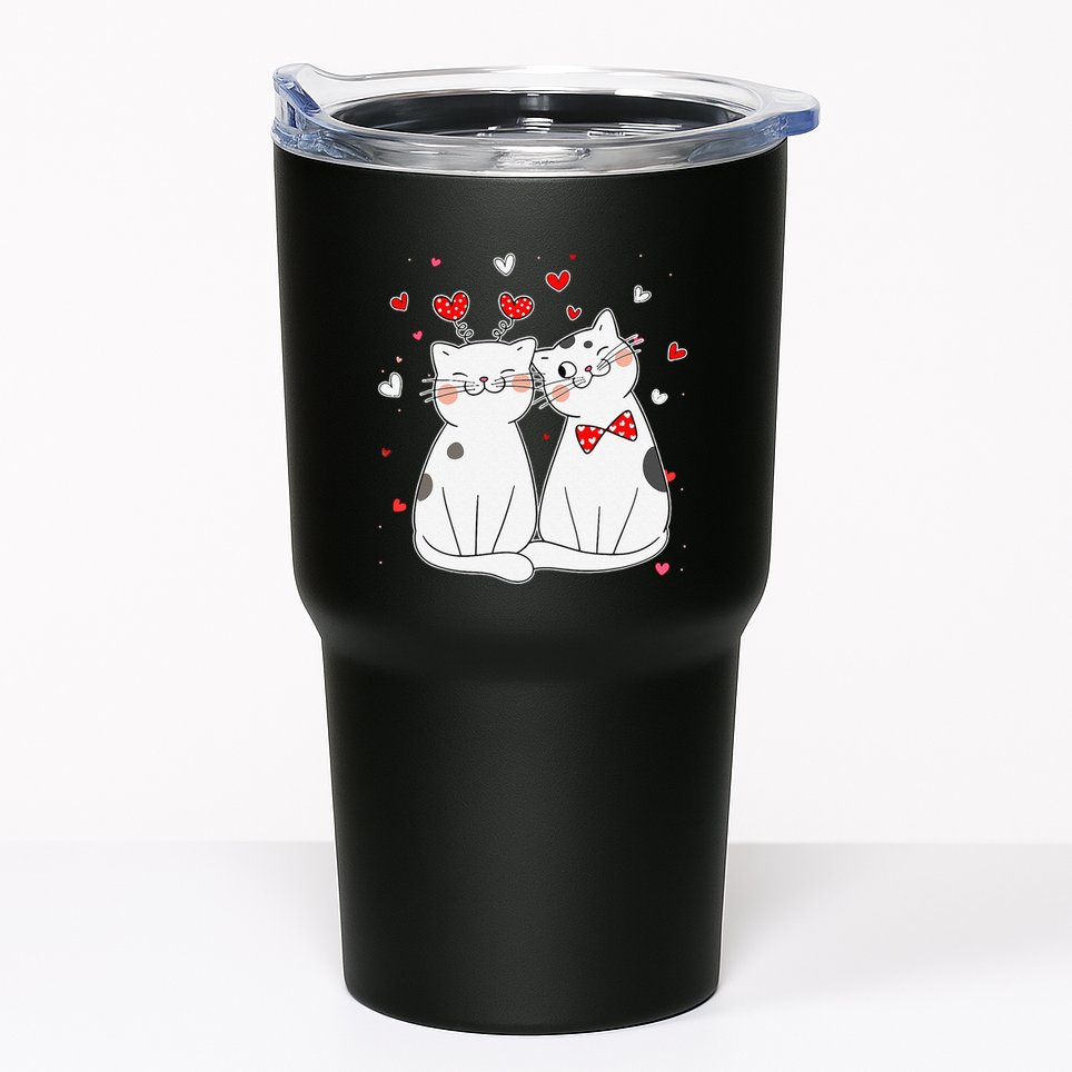 Cute Cats Kittens & Hearts Valentines Day Gift Tumbler