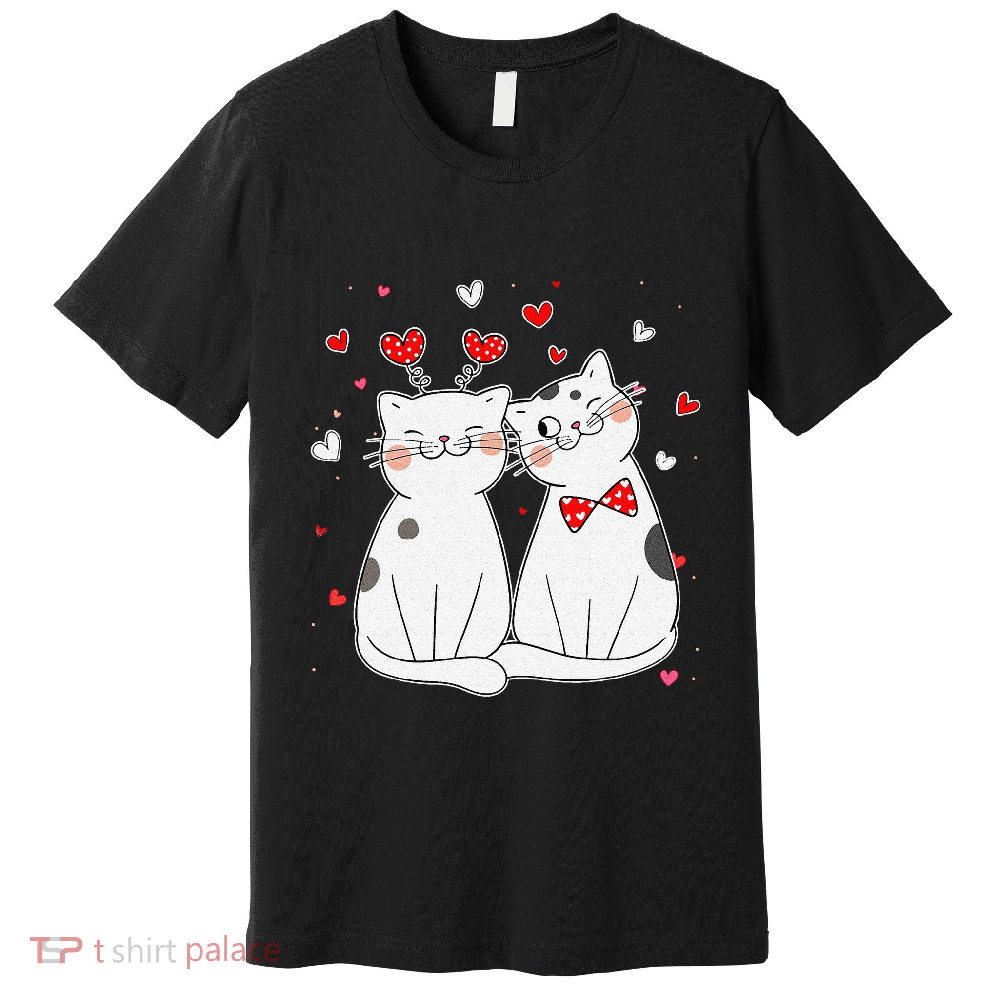 Cute Cats Kittens & Hearts Valentines Day Gift Premium T-Shirt