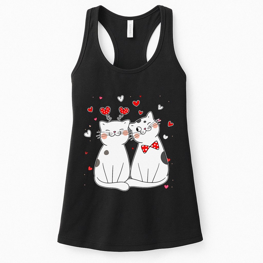 Cute Cats Kittens & Hearts Valentines Day Gift Womens Tank Top