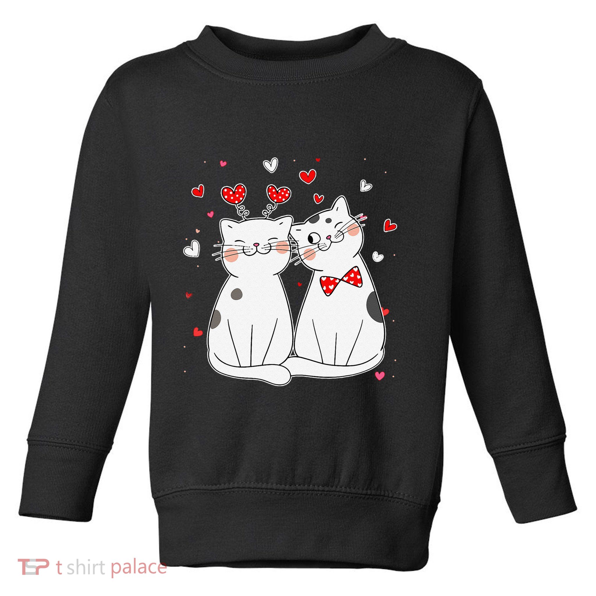 Cute Cats Kittens & Hearts Valentines Day Gift Toddler Sweatshirt