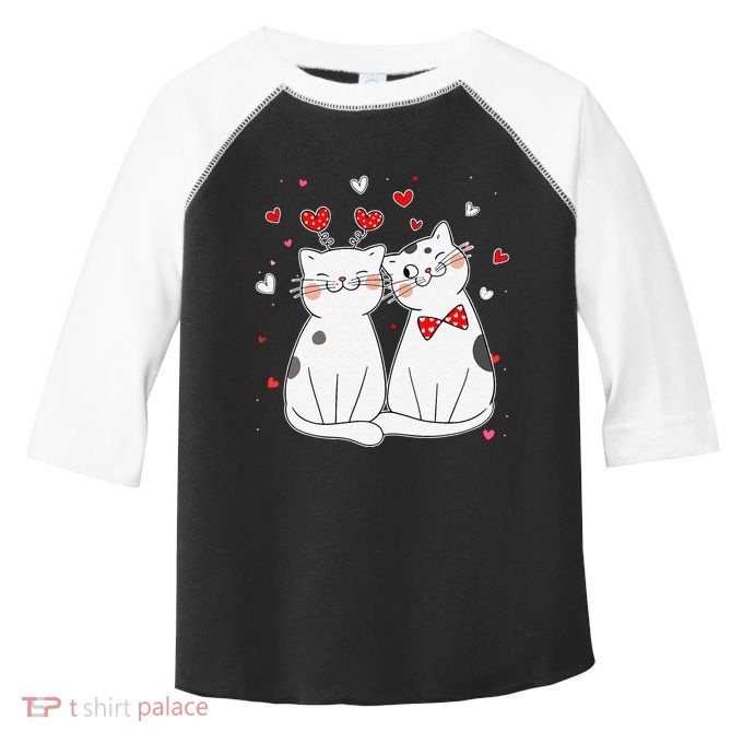 Cute Cats Kittens & Hearts Valentines Day Gift Toddler Fine Jersey T-Shirt
