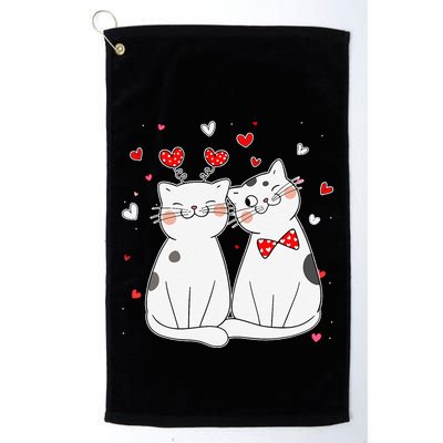 Cute Cats Kittens & Hearts Valentines Day Gift Golf Towel