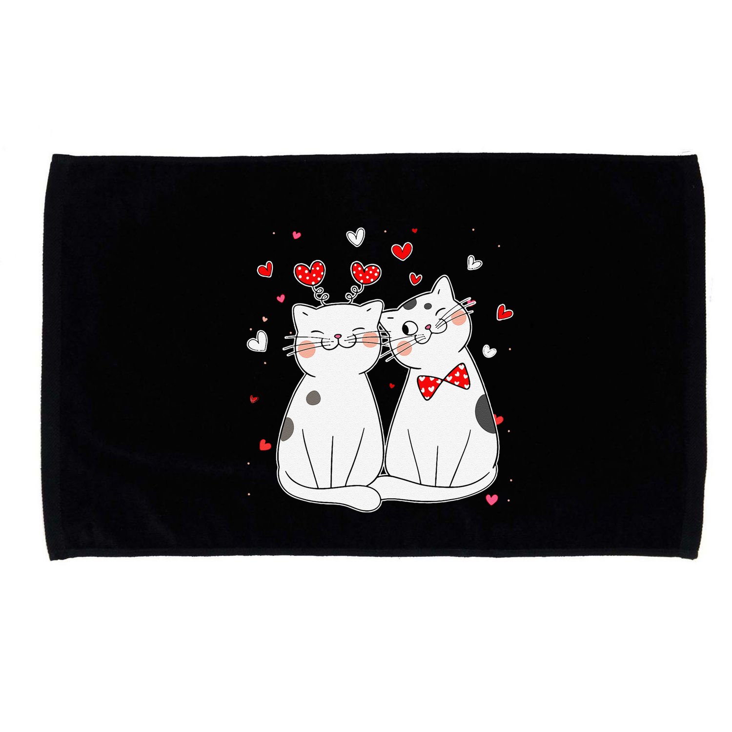 Cute Cats Kittens & Hearts Valentines Day Gift Microfiber Hand Towel