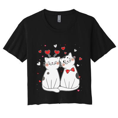 Cute Cats Kittens & Hearts Valentines Day Gift Crop Top