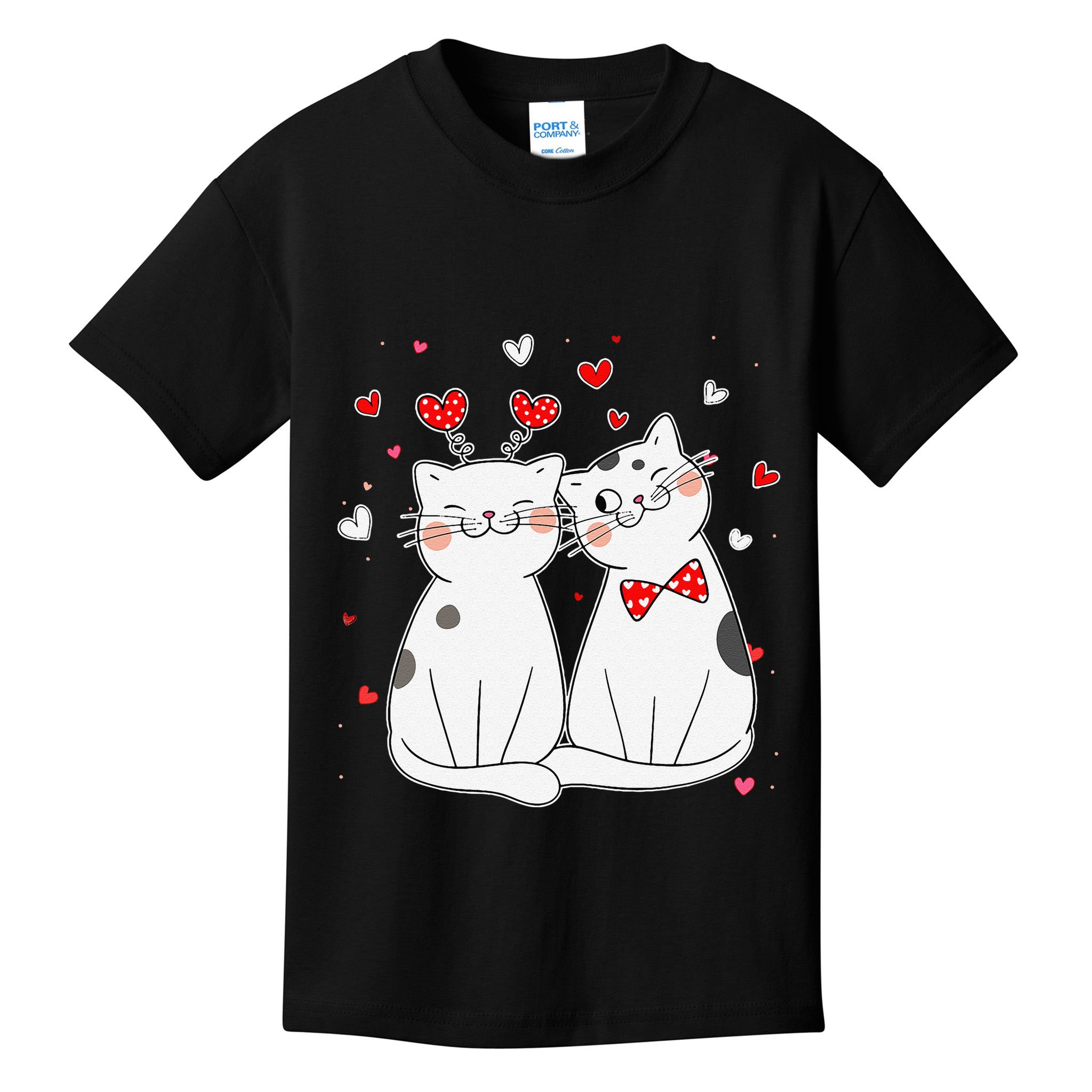 Cute Cats Kittens & Hearts Valentines Day Gift Kids T-Shirt