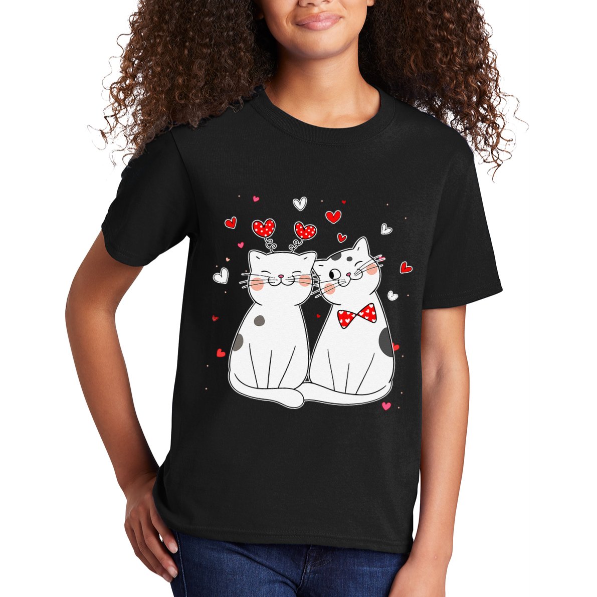 Cute Cats Kittens & Hearts Valentines Day Gift Kids T-Shirt