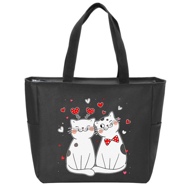 Cute Cats Kittens & Hearts Valentines Day Gift Zip Tote Bag