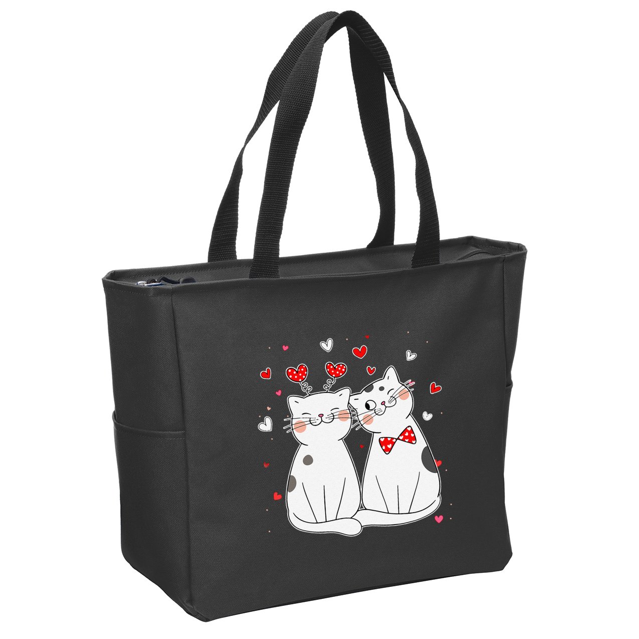 Cute Cats Kittens & Hearts Valentines Day Gift Zip Tote Bag