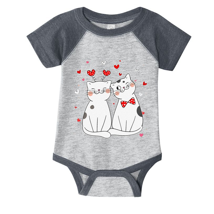 Cute Cats Kittens & Hearts Valentines Day Gift Infant Baby Jersey Bodysuit
