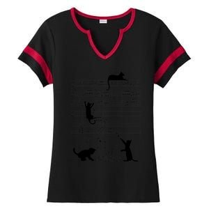 Cute Cat Kitty Playing Music Note Clef Musician Art Ladies Halftime Notch Neck Tee