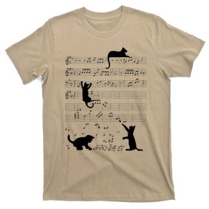 Cute Cat Kitty Playing Music Note Clef Musician Art T-Shirt