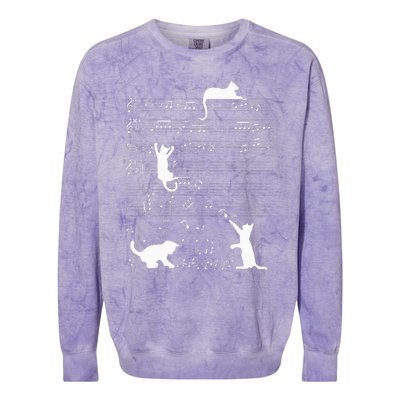 Cute Cat Kitty Playing Music Clef Piano Musician Art Colorblast Crewneck Sweatshirt