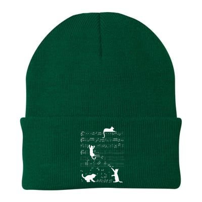 Cute Cat Kitty Playing Music Clef Piano Musician Art Knit Cap Winter Beanie