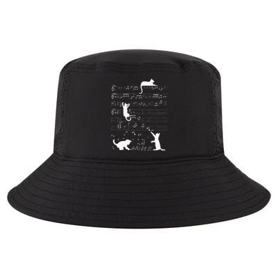 Cute Cat Kitty Playing Music Clef Piano Musician Art Cool Comfort Performance Bucket Hat