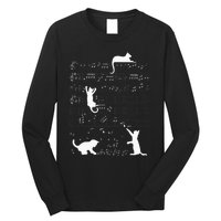 Cute Cat Kitty Playing Music Clef Piano Musician Art Long Sleeve Shirt