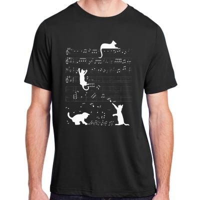 Cute Cat Kitty Playing Music Clef Piano Musician Art Adult ChromaSoft Performance T-Shirt