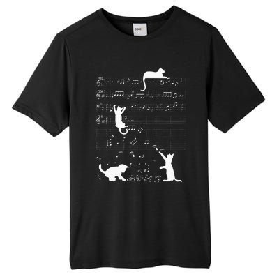 Cute Cat Kitty Playing Music Clef Piano Musician Art Tall Fusion ChromaSoft Performance T-Shirt