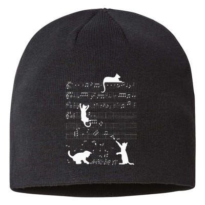 Cute Cat Kitty Playing Music Clef Piano Musician Art Sustainable Beanie