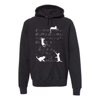 Cute Cat Kitty Playing Music Clef Piano Musician Art Premium Hoodie