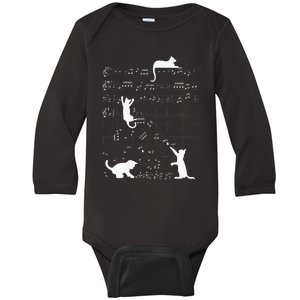 Cute Cat Kitty Playing Music Clef Piano Musician Art Baby Long Sleeve Bodysuit