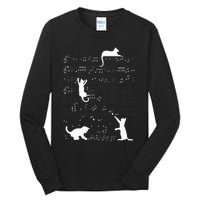 Cute Cat Kitty Playing Music Clef Piano Musician Art Tall Long Sleeve T-Shirt