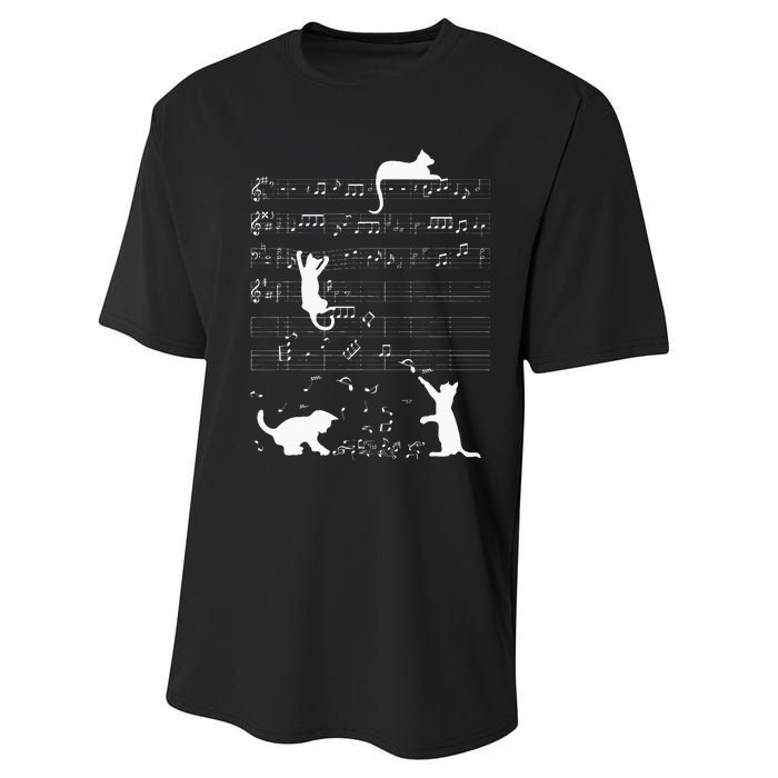 Cute Cat Kitty Playing Music Clef Piano Musician Art Performance Sprint T-Shirt