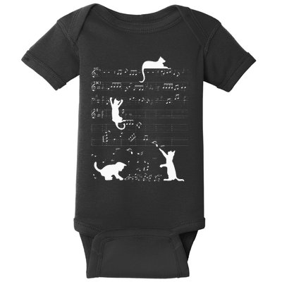 Cute Cat Kitty Playing Music Clef Piano Musician Art Baby Bodysuit