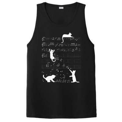 Cute Cat Kitty Playing Music Clef Piano Musician Art PosiCharge Competitor Tank