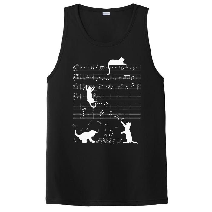 Cute Cat Kitty Playing Music Clef Piano Musician Art PosiCharge Competitor Tank