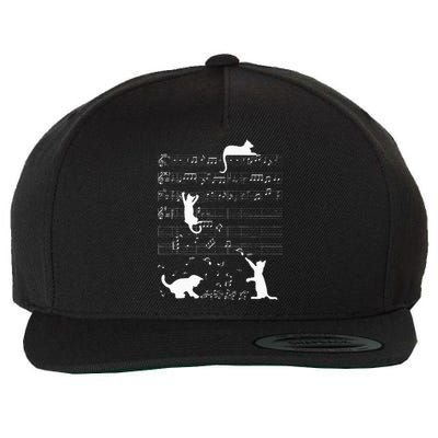 Cute Cat Kitty Playing Music Clef Piano Musician Art Wool Snapback Cap