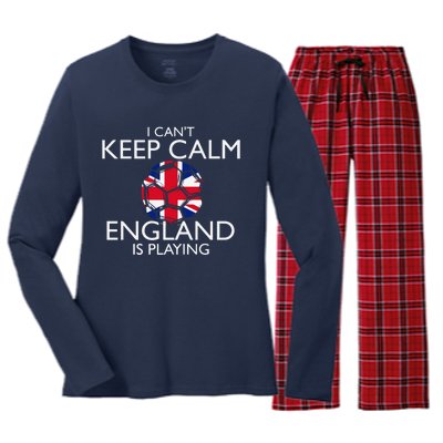 Cool Cant Keep Calm England Is Playing Soccer Women's Long Sleeve Flannel Pajama Set 