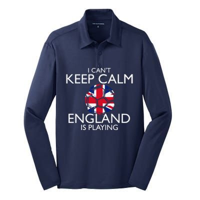 Cool Cant Keep Calm England Is Playing Soccer Silk Touch Performance Long Sleeve Polo