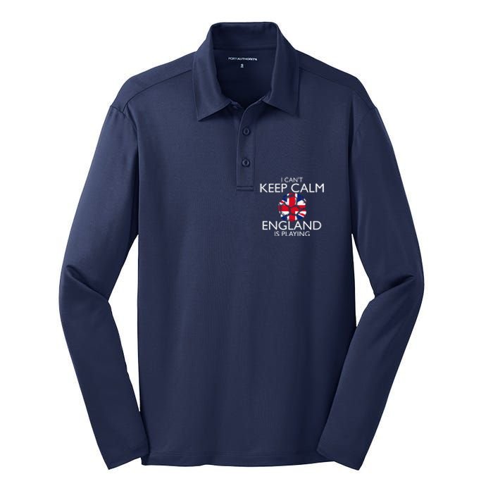 Cool Cant Keep Calm England Is Playing Soccer Silk Touch Performance Long Sleeve Polo