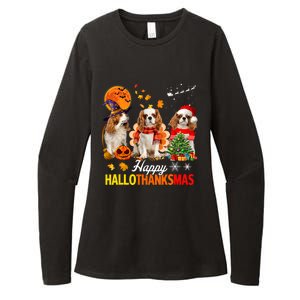 Cute Cavalier King Charles Happy Hallothanksmas Thanksgiving Womens CVC Long Sleeve Shirt