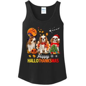 Cute Cavalier King Charles Happy Hallothanksmas Thanksgiving Ladies Essential Tank