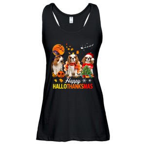 Cute Cavalier King Charles Happy Hallothanksmas Thanksgiving Ladies Essential Flowy Tank