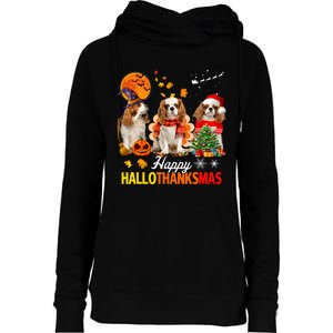 Cute Cavalier King Charles Happy Hallothanksmas Thanksgiving Womens Funnel Neck Pullover Hood