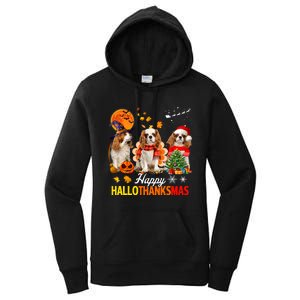 Cute Cavalier King Charles Happy Hallothanksmas Thanksgiving Women's Pullover Hoodie