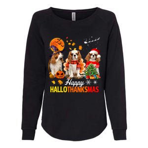 Cute Cavalier King Charles Happy Hallothanksmas Thanksgiving Womens California Wash Sweatshirt