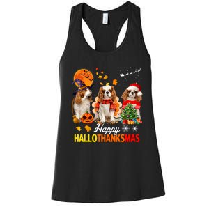 Cute Cavalier King Charles Happy Hallothanksmas Thanksgiving Women's Racerback Tank