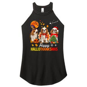 Cute Cavalier King Charles Happy Hallothanksmas Thanksgiving Women's Perfect Tri Rocker Tank