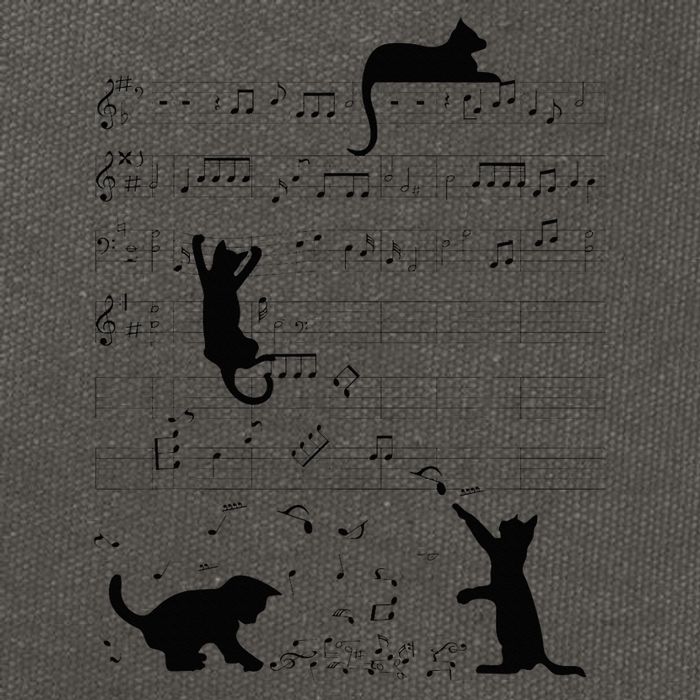 Cute Cat Kitty Playing Music Note Clef Musician Art Cotton Canvas Backpack