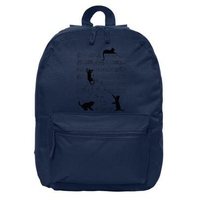 Cute Cat Kitty Playing Music Note Clef Musician Art 16 in Basic Backpack